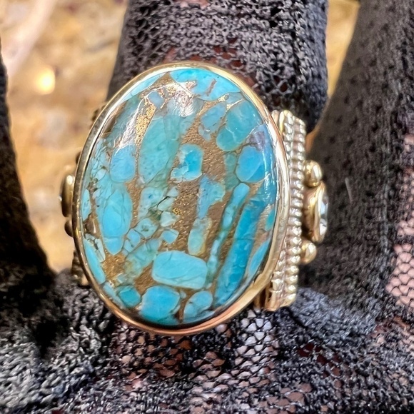 Sterling Silver Blue Copper Turquoise Ring - Size 7 - NWOT - Picture 1 of 7